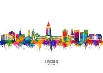 Lincoln Skyline Watercolor