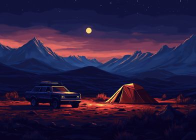 Night Camping in Mountains