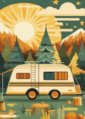 RV Camping at Sunset