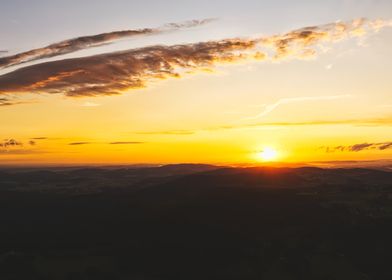 Golden Sunset Over Hills