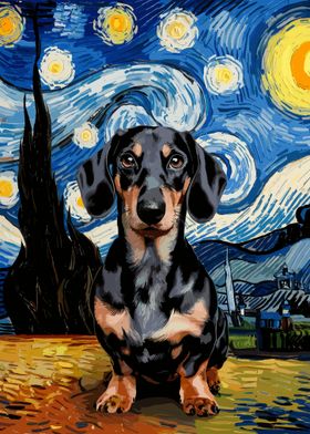 Dachshund Starry Night