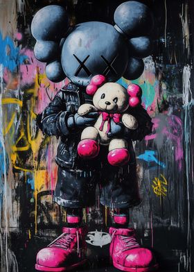 KAWS Figure with Teddy Bear