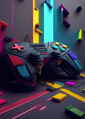 Gaming Controller Neon