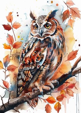 Owl Watercolor Painting