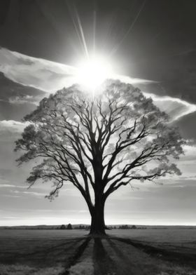 Silhouette Tree and Sun