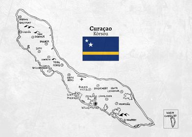 Handdrawn Map of Curaçao