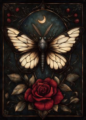 Gothic Moth and Rose