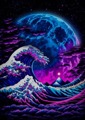 Great Wave with Moon