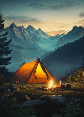 Campsite in Mountains