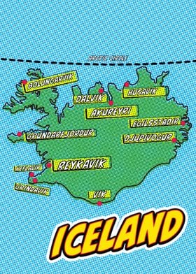 Iceland Map Pop Art