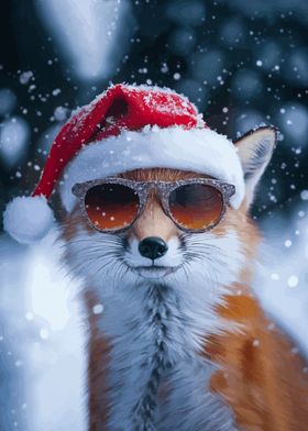 Fox in Santa Hat