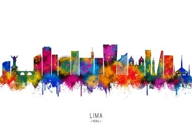 Lima Skyline Watercolor