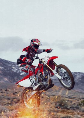 Motocross Rider Wheelie