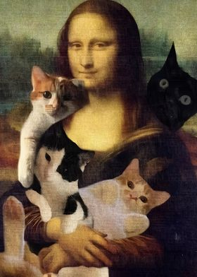 Mona Lisa with Cats