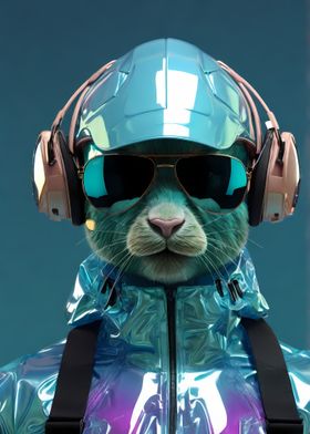 Cat DJ with Headphones