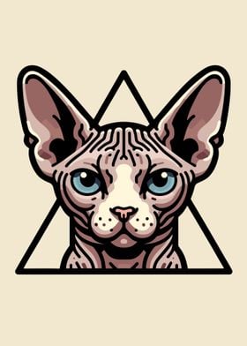 Minimalist Sphynx Cat in a Triangle