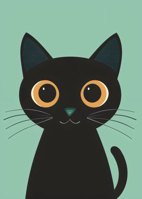 Cute Black Cat Illustration