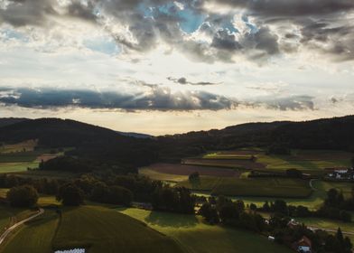 Sunbeams Over Rolling Hills