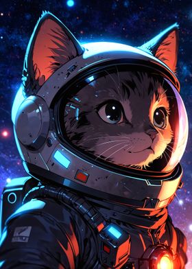 Cat Astronaut in Space