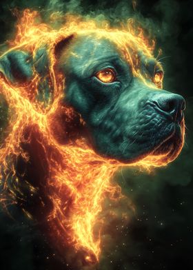 Fiery Dog Portrait