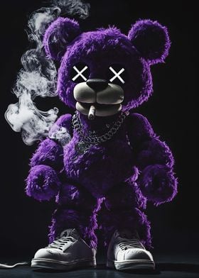 Purple Bear with X Eyes