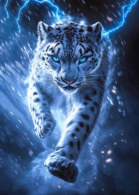 Snow Leopard with Lightning