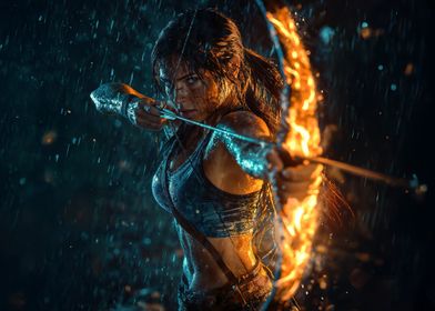 Fiery Archer in the Rain