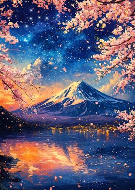 Mount Fuji Night Sky