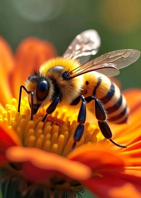 Close Up of Bee on Flower