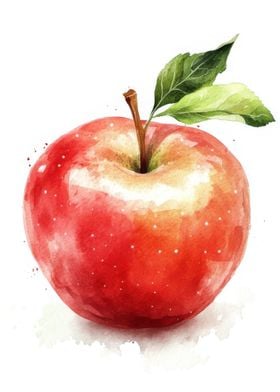 Watercolor Red Apple