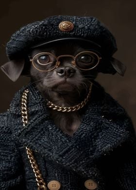 Dog in a Hat and Glasses