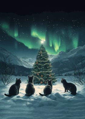 Cats Under Northern Lights