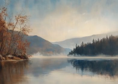 Misty Lake Landscape