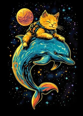 Space Cat on Dolphin