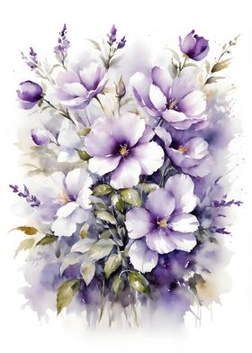 Watercolor Purple Posies