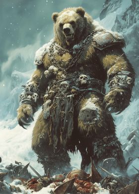 Bear Warrior in Snowy Landscape