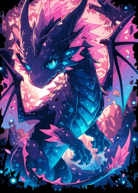 Blue Dragon with Pink Spikes