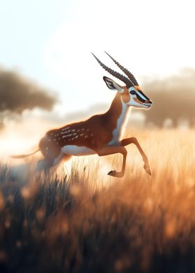 Gazelle Leaping at Sunset