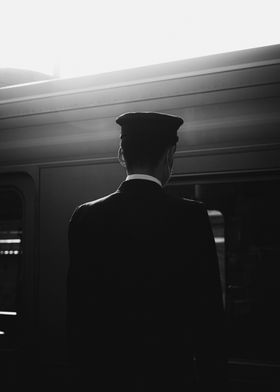 Japanese Train Conductor Silhouette