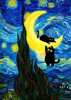 Cats on the Crescent Moon