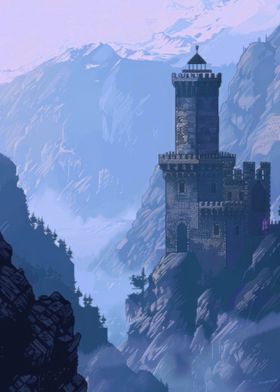 Stone Tower in Mountains