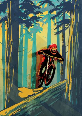 Mountain Biking Illustration