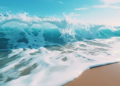 Ocean Wave Crashing on Beach