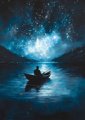 Night Fishing Under Stars Mental Inspirational 