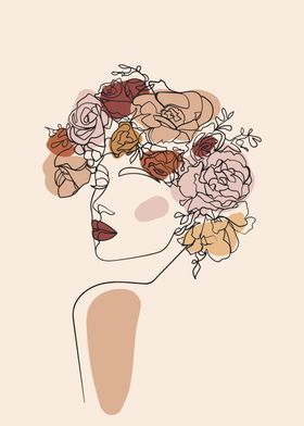 Floral Line Art Woman