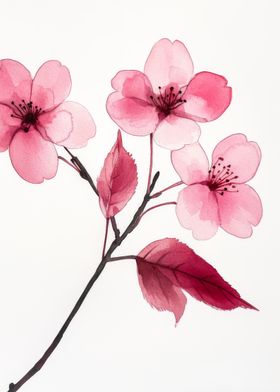 Watercolor Cherry Blossom Branch