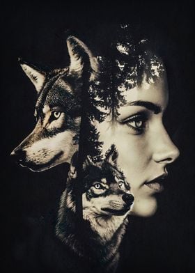 Wolf and Woman Fusion