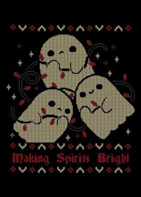 Cute Ghosts Making Spirits Bright UGLY CHRISTMAS