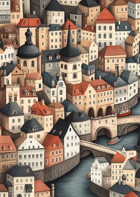 European Cityscape Illustration