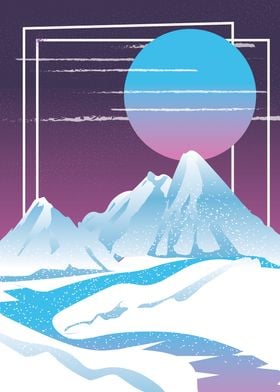 Retro Mountain Landscape